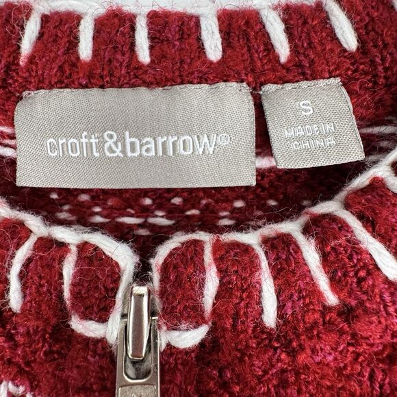 Croft & Barrow Christmas Holiday Sweater S Red Polar Bear Snowflake Silk Wool - Picture 10 of 16